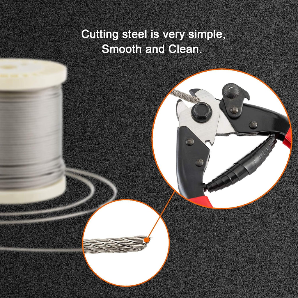 1/8 T316 Stainless Steel Cable with Cutter, 20 Pcs Protector Sleeves, 7 x 7 Strands, 450FT N10690