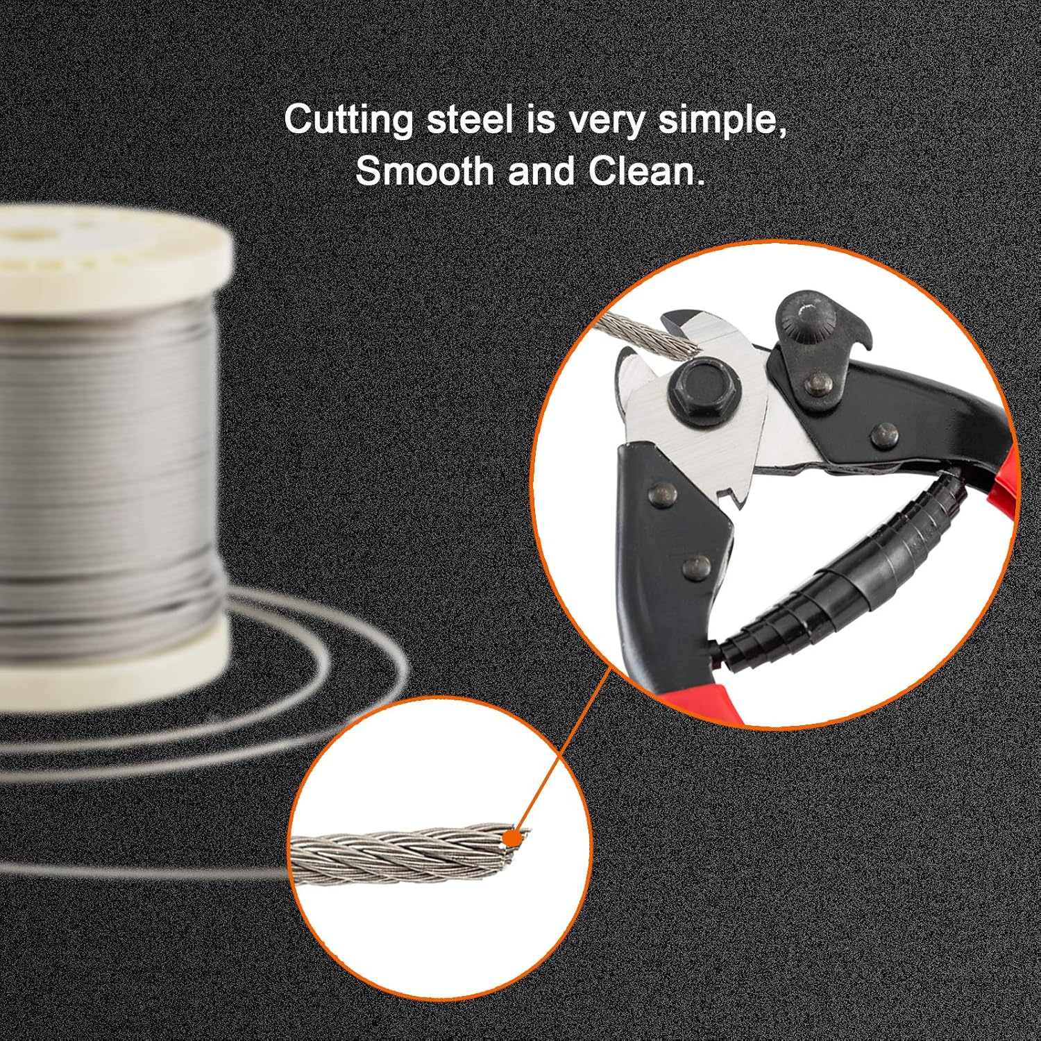 1/8 T316 Stainless Steel Cable with Cutter, 20 Pcs Protector Sleeves, 7 x 7 Strands, 450FT N10690