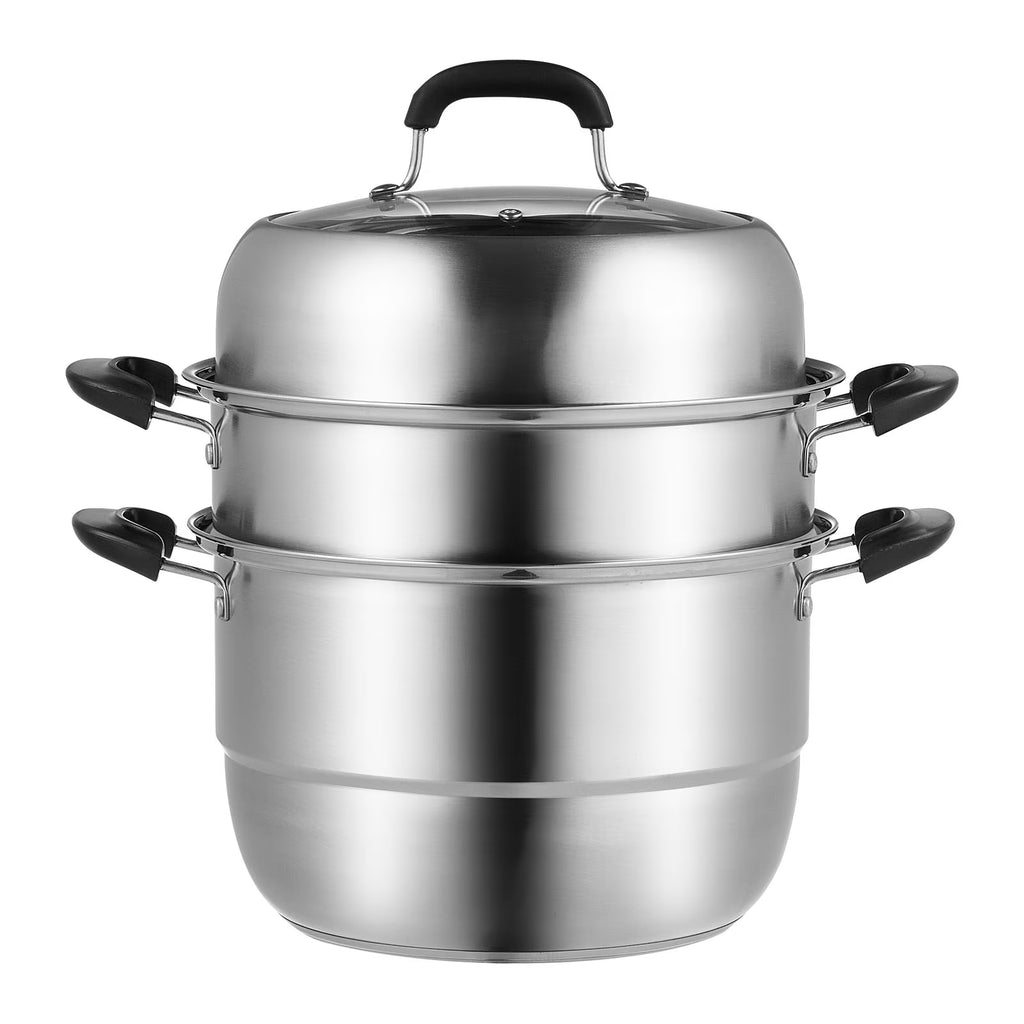 3 Tier 8.5QT 304 Stainless Steel Steamer Pot with 2 Steaming Tray A724586