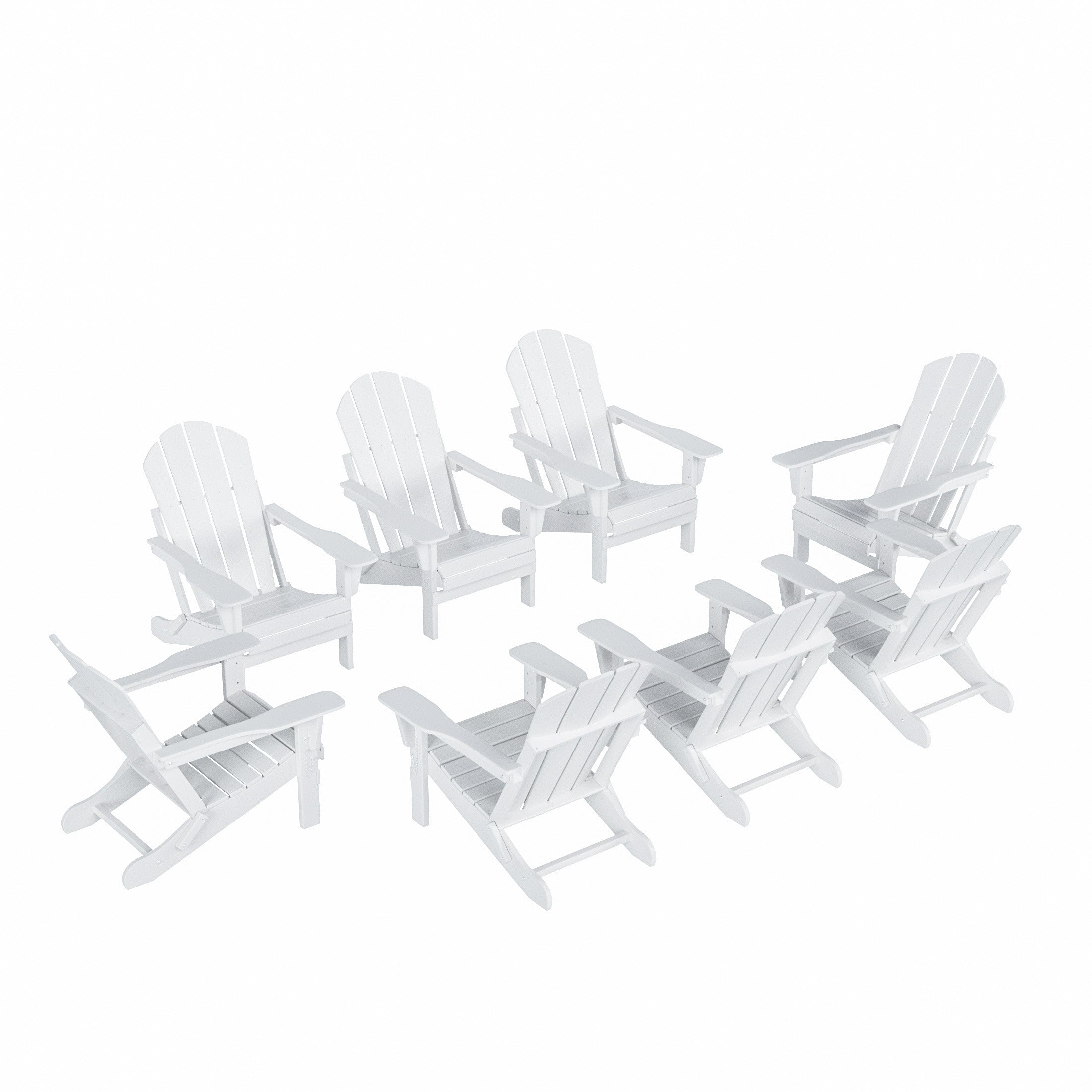 White 8 Pcs Outdoor Folding HDPE Adirondack Patio Chairs T685