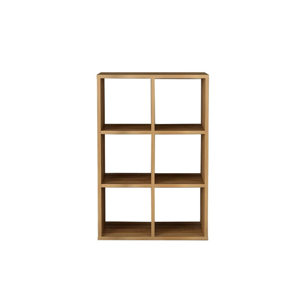Walnut Cube Shape Bookcase 6 Open Storage I5810
