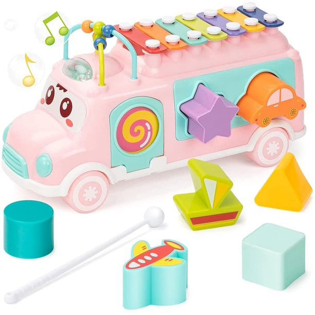 Musical Bus Xylophone Toy with Building Blocks C917