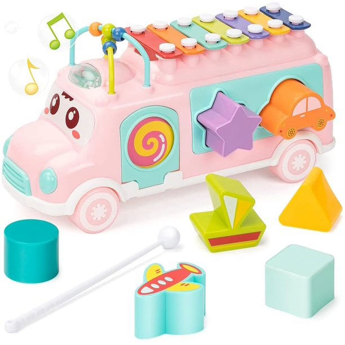 Musical Bus Xylophone Toy with Building Blocks C917