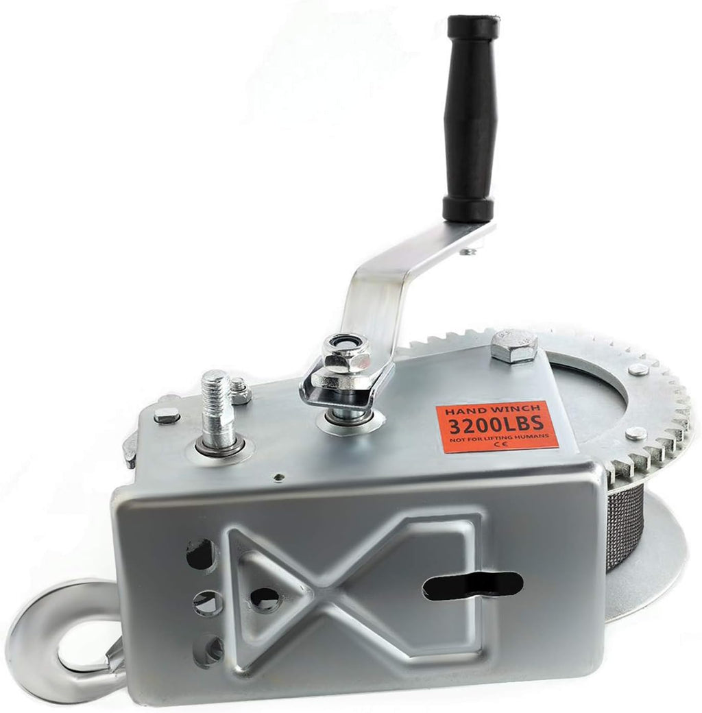 Heavy Duty Hand Winch with 26FT Strap and Hook, Pack of 2 G2577