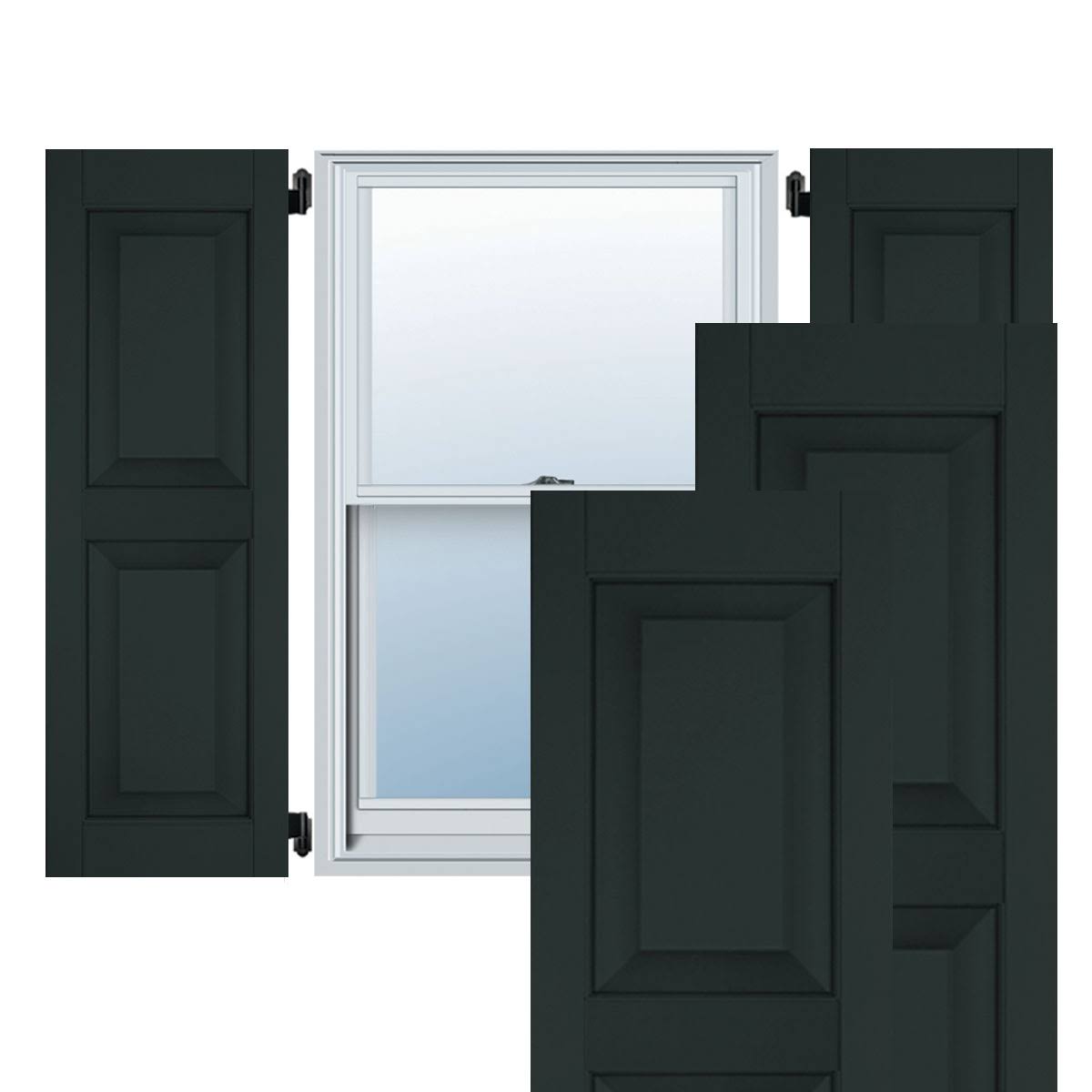 Dark Green Western Red Cedar Raised Panel Shutters Pair O716