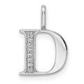 14k White Gold Diamond Letter D Initial Pendant Necklace L957