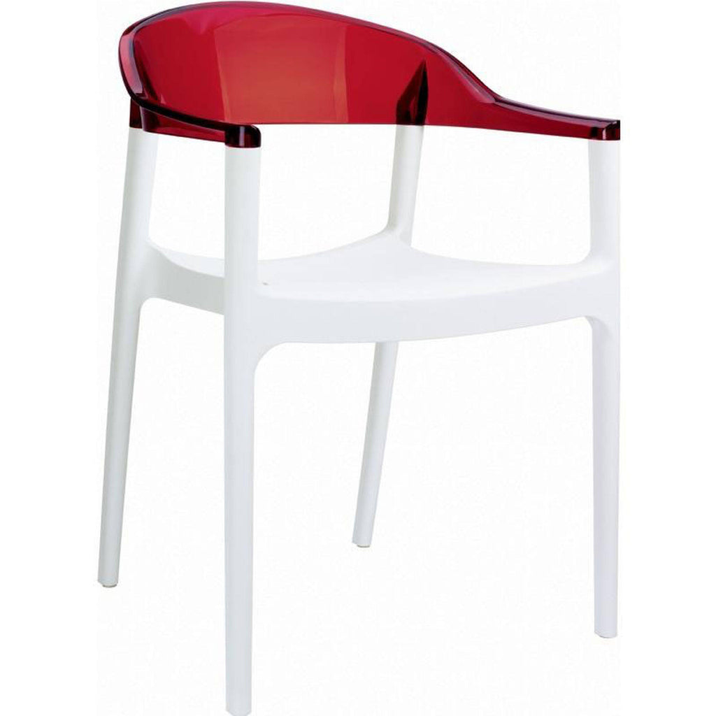 Transparent Red Back White Seat Dining Chair, Set of 4 Y4816