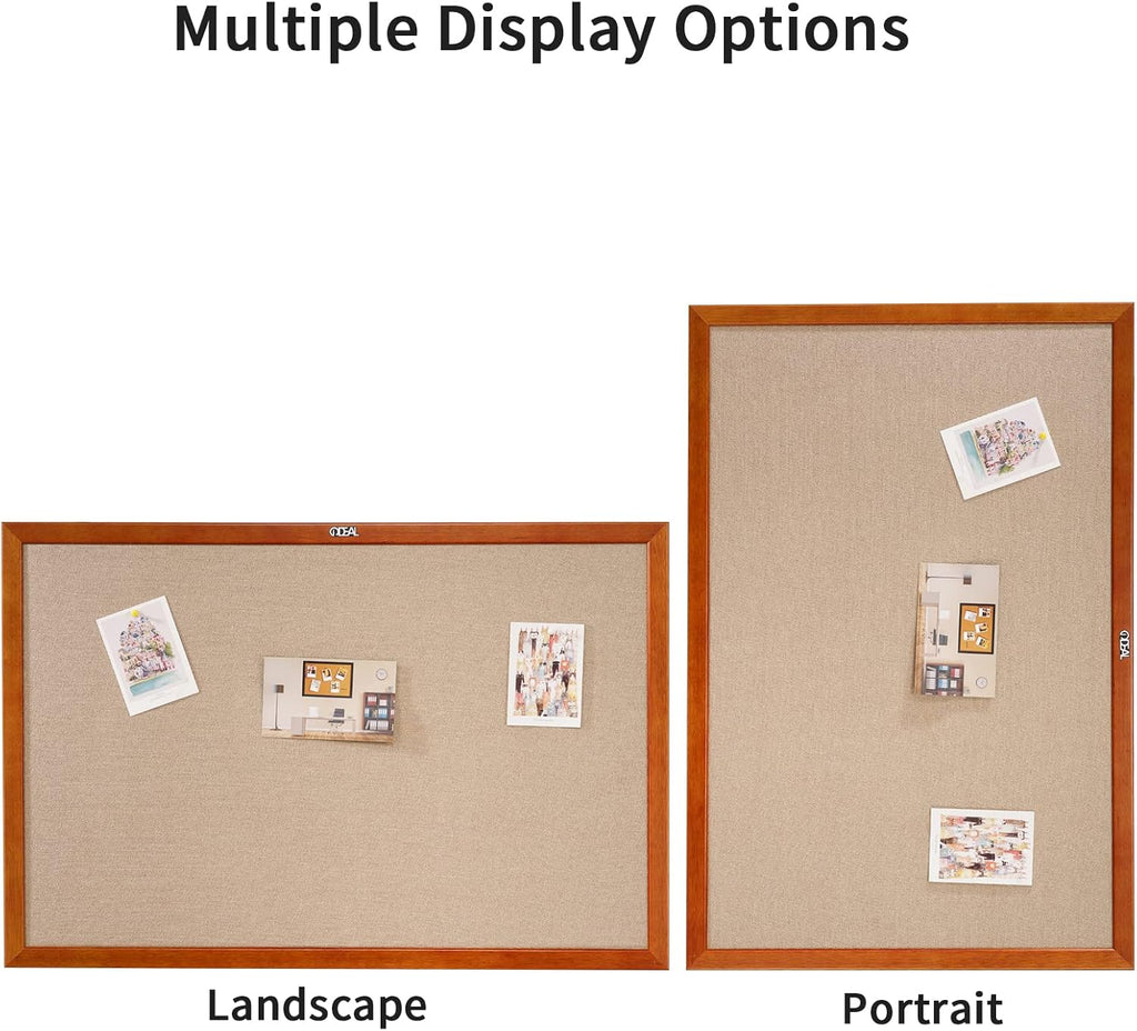 100% Wood Framed Canvas Wall Mounted Bulletin Board 48x36'' E57520