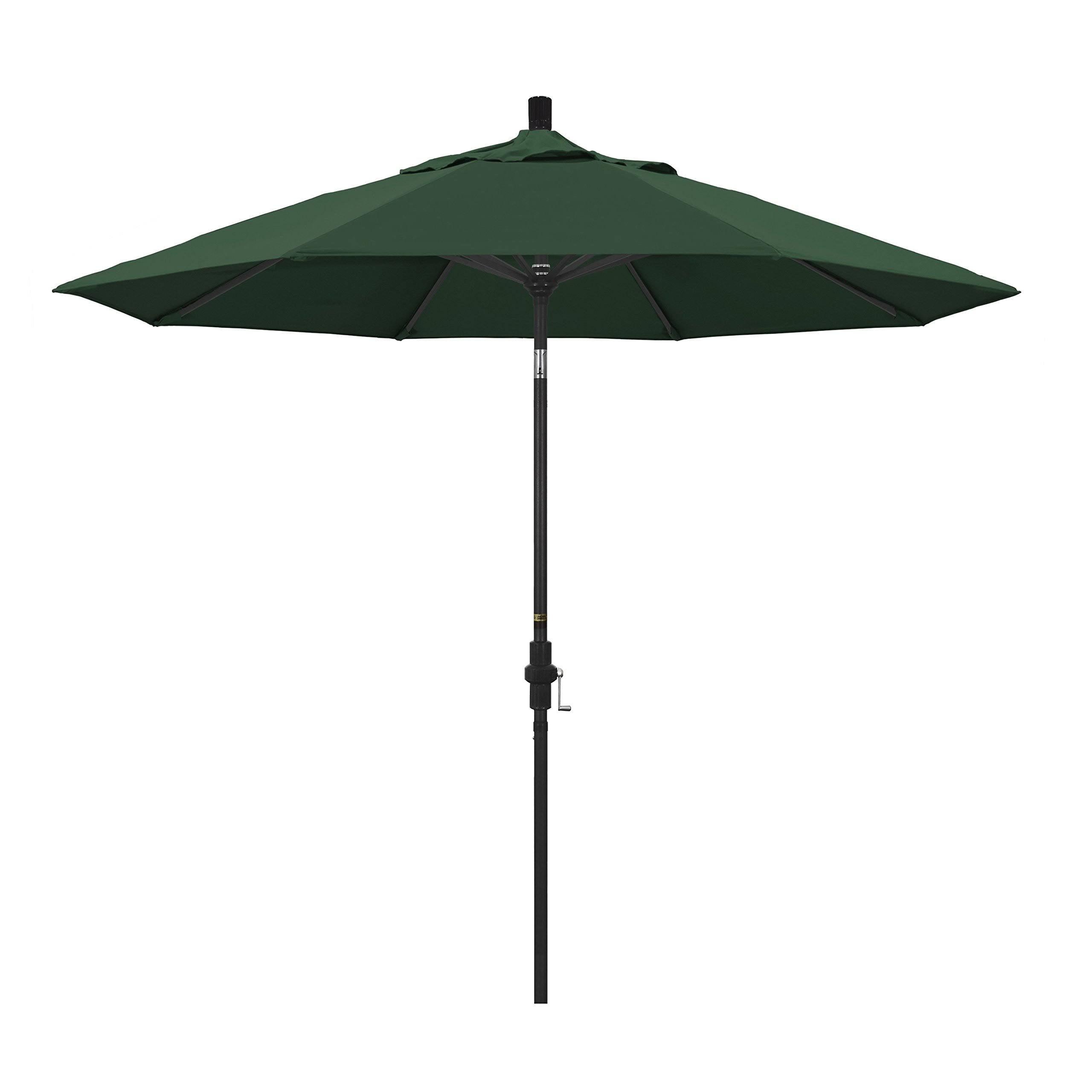 9 ft. Aluminum Market Umbrella Collar Tilt Matted Black Olefin Hunter Green N9144