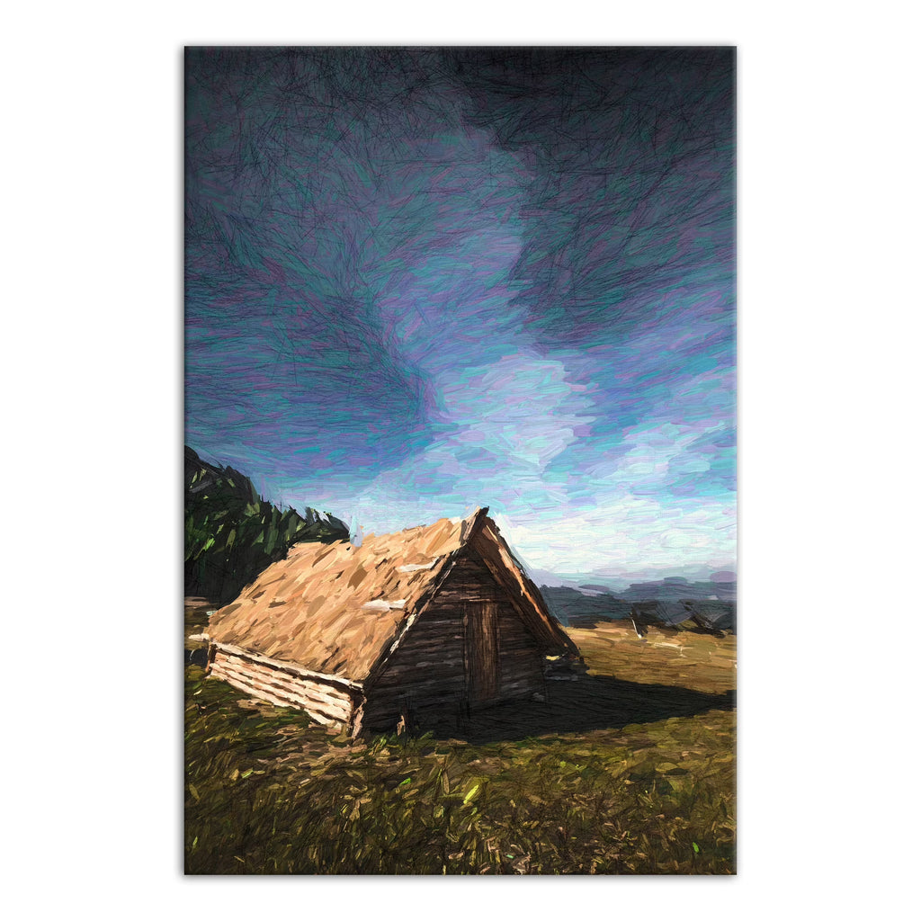 Dark and Stormy Cabin 20x30 Canvas Wall Art Y755