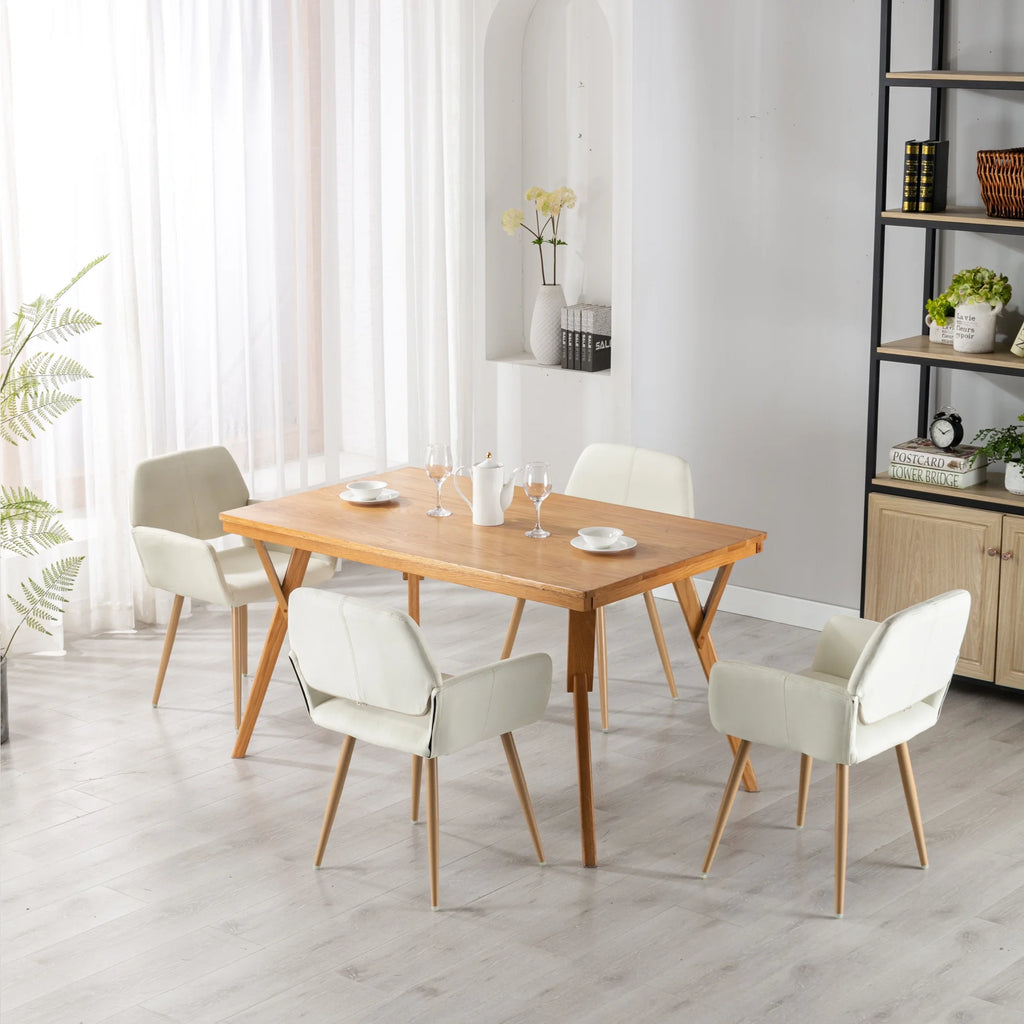 Beige Fabric Mid-Century Accent Chair with Metal Legs B4800