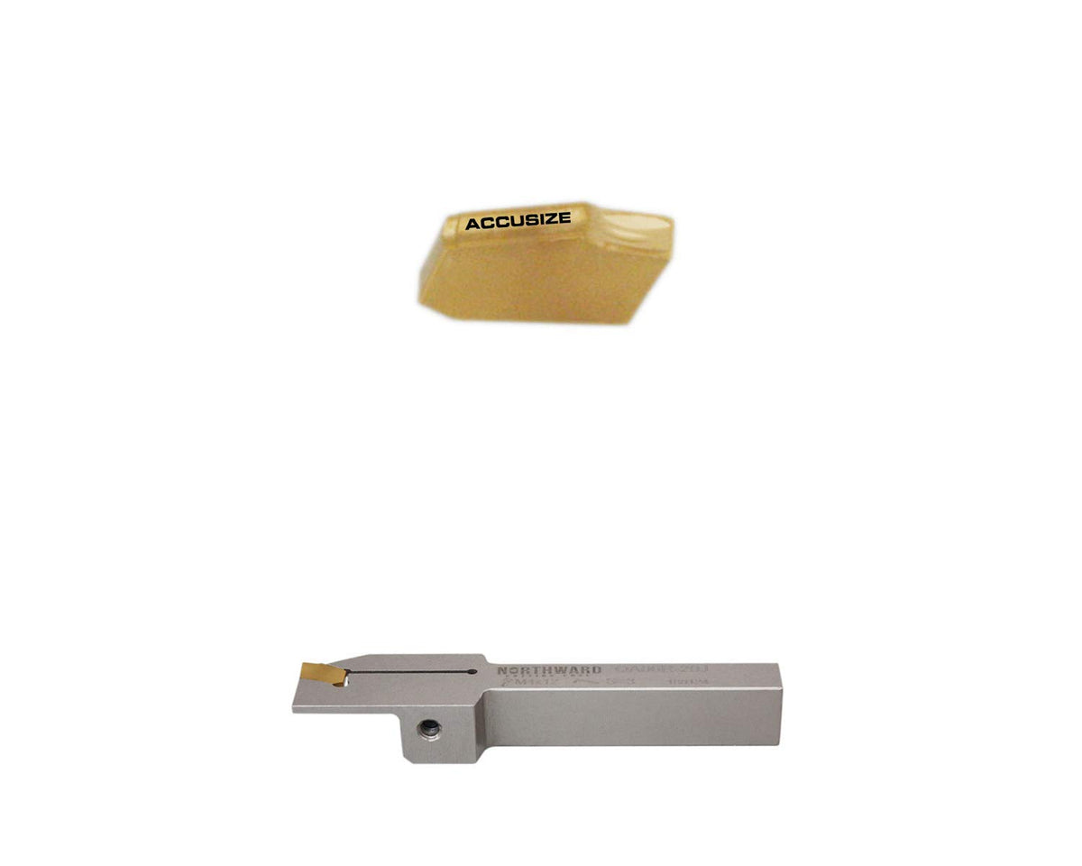 3/8'' x 1/2'' Heavy Duty Indexable Grooving/Parting Holder with 11 Tin Coated Carbide Inserts U291463