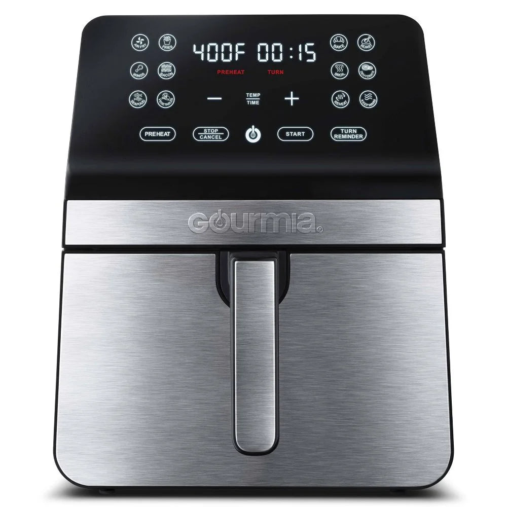 8-Qt Digital Air Fryer with Guided Cooking, Stainless Steel P95995