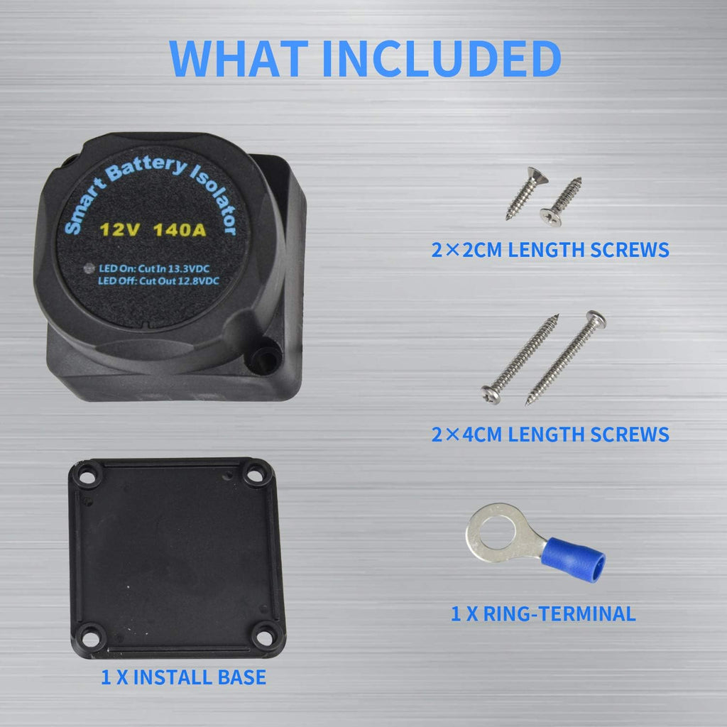 Dual Battery Isolator Kit 12V 140Amp Voltage Sensitive Relay I1105