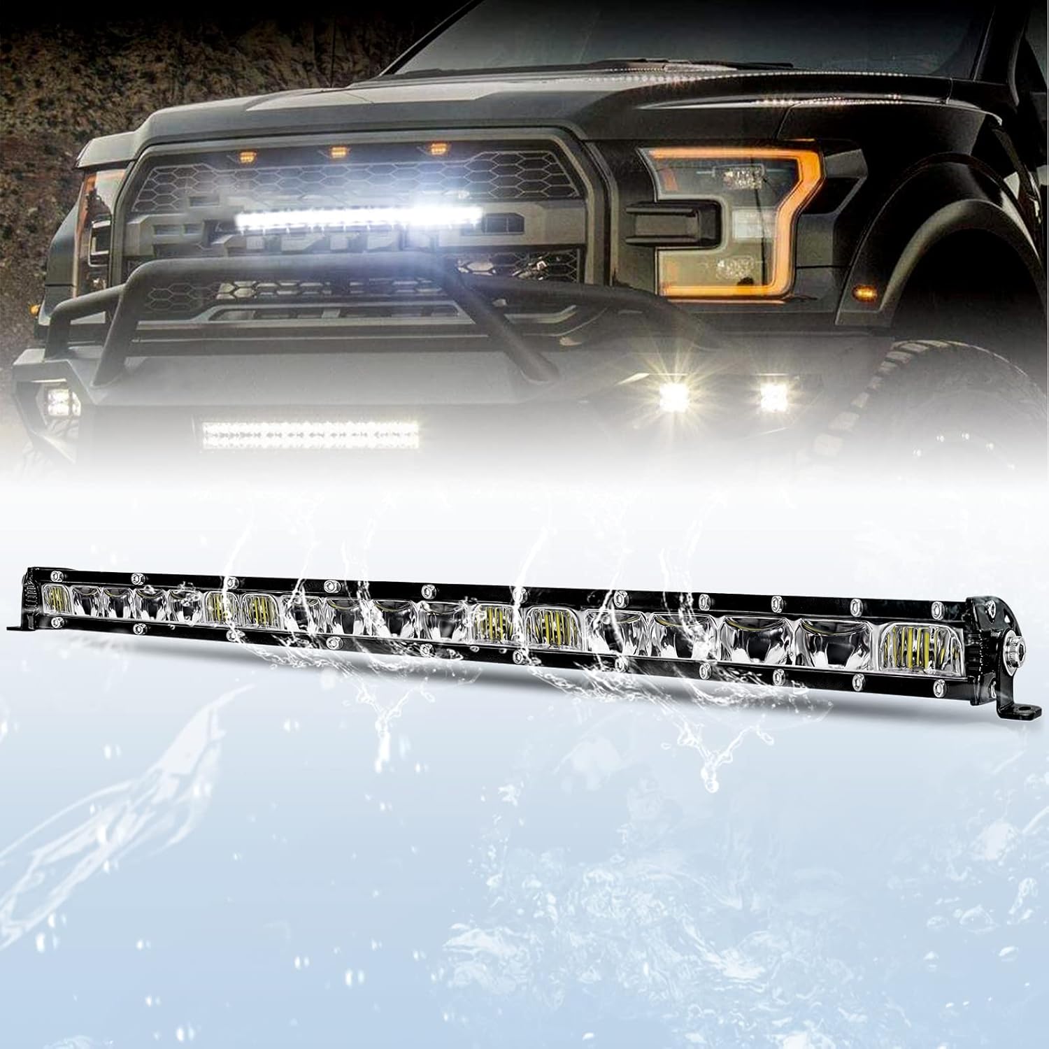 20 inch Single Row LED Light Bar Spot Flood Combo Beam 12V 24V Off Road Work Light Pack of 2 X948517