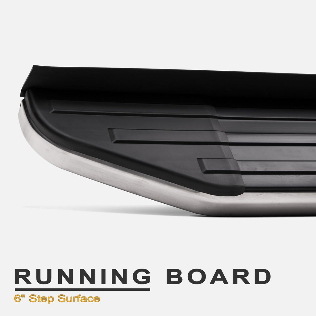 Black Aluminum Running Boards with Chrome Trim C973