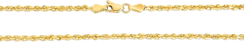 10k Yellow Gold Diamond Cut Rope Chain Necklace K10189