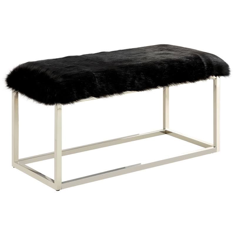 Black Fabric Padded Long Bench W37394