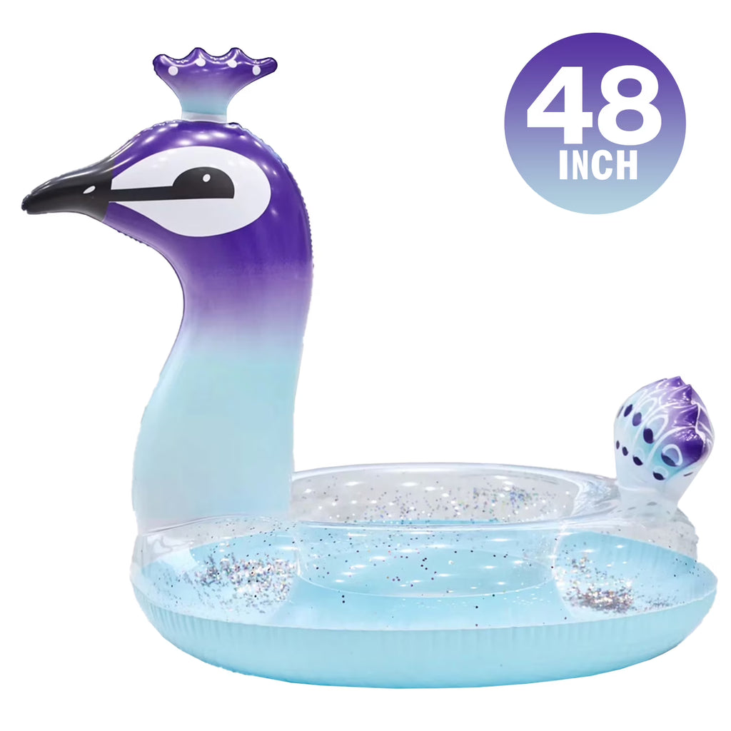 48" Peacock Pool Float Glitter Inflatable Swim Ring R910
