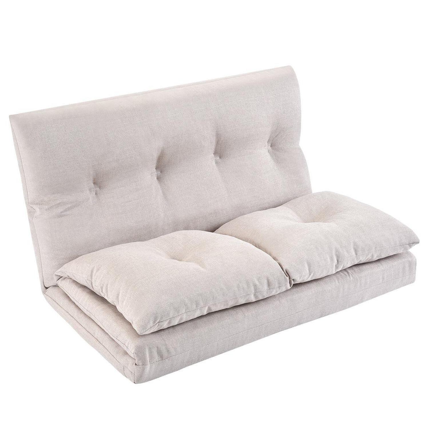 Beige Fabric Folding Chaise Lounge Sofa Floor Couch R578