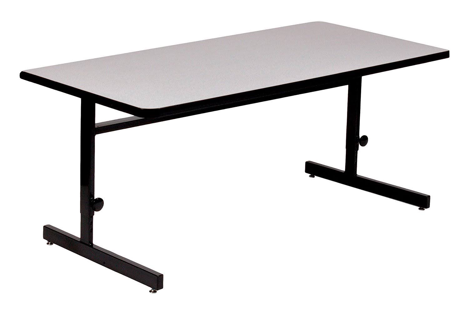 Adjustable Height Computer Station Office Table, Gray L418