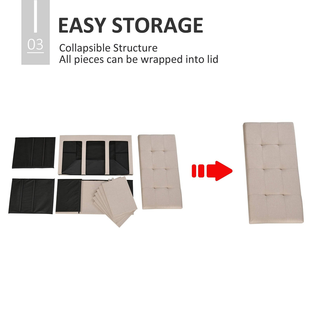 Grey Folding Storage Ottoman Bench with 9 Cubes P983714