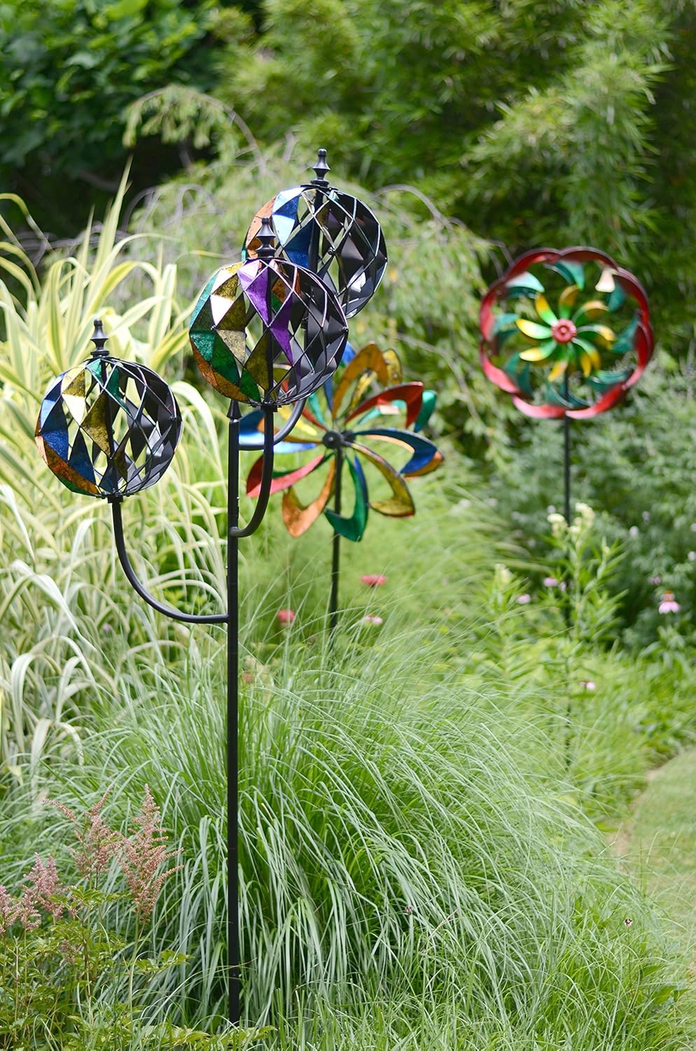 Multicolor Garden Art Spinner with Wind Powered Lights G935253