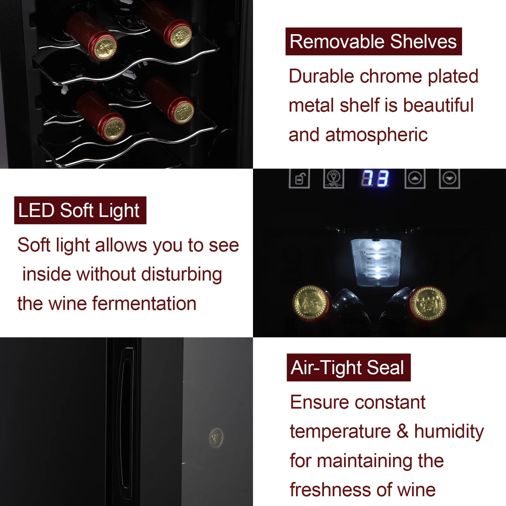 115V 85W 1.2cu.ft/34l Electronic Wine Cabinet with Transparent Glass Door X332
