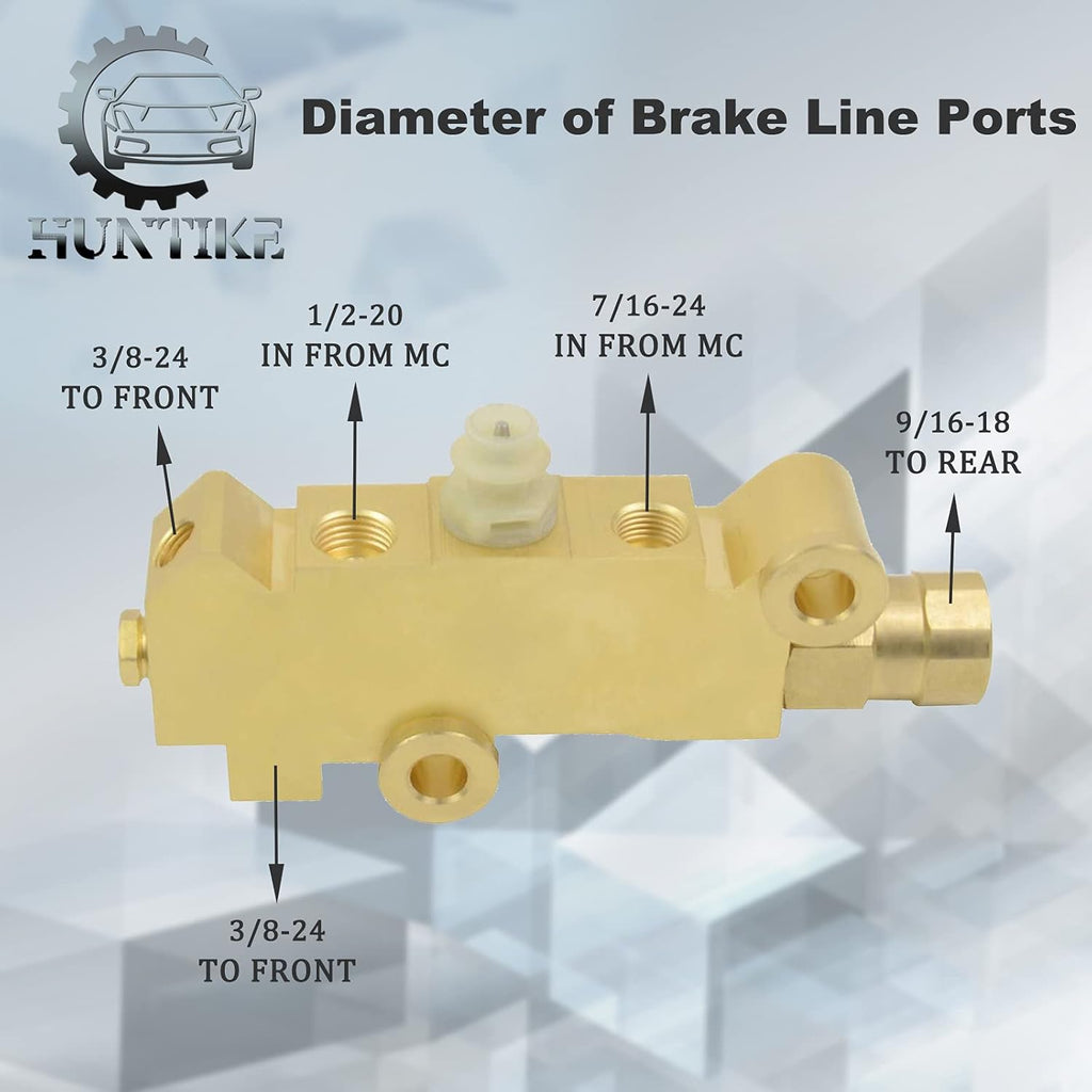 Brass Proportioning Valve Disc/Drum Brake Compatible with GM Street Rod Classic Car & Truck Pack of 2 C717132