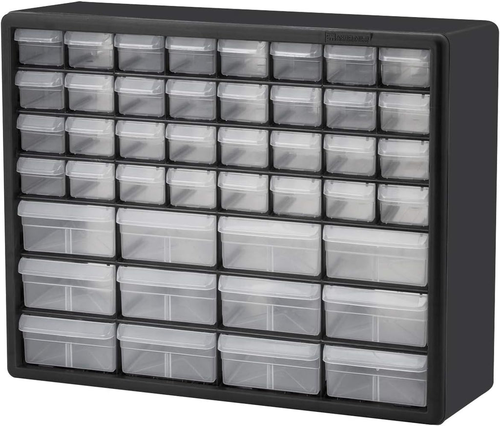 26 Drawer Plastic Parts Storage Cabinet, Black, Pack of 2 I3844