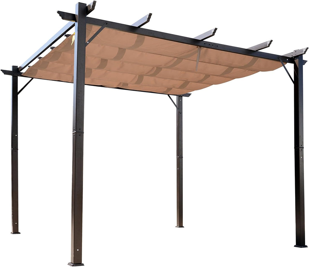 Brown Aluminum Retractable Pergola Canopy G347