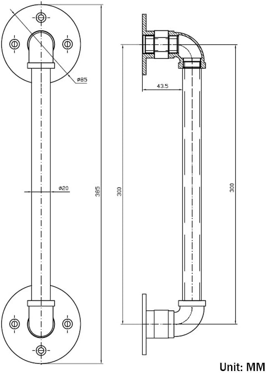 Matte Black Industrial Cast Iron Door Pull Handle Pack of 2 W685