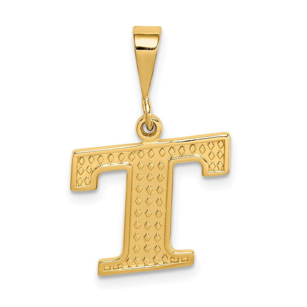 10k Yellow Gold Letter T Pendant Necklace E192049
