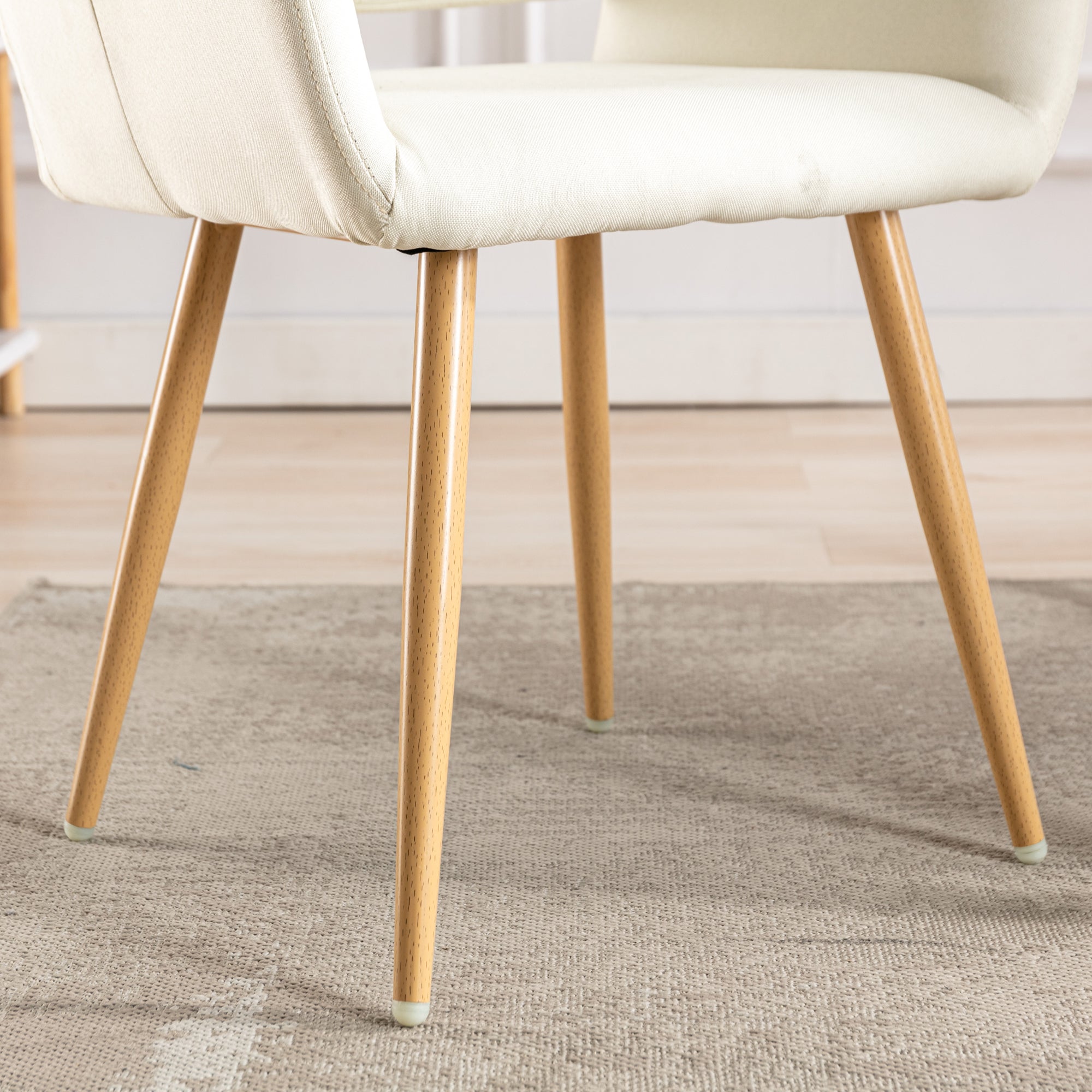 Beige Fabric Mid-Century Accent Chair with Metal Legs B4800