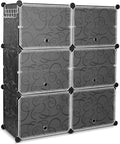 10 Cube Shoe Rack with Doors and Extra Hooks, Black and Clear K64099