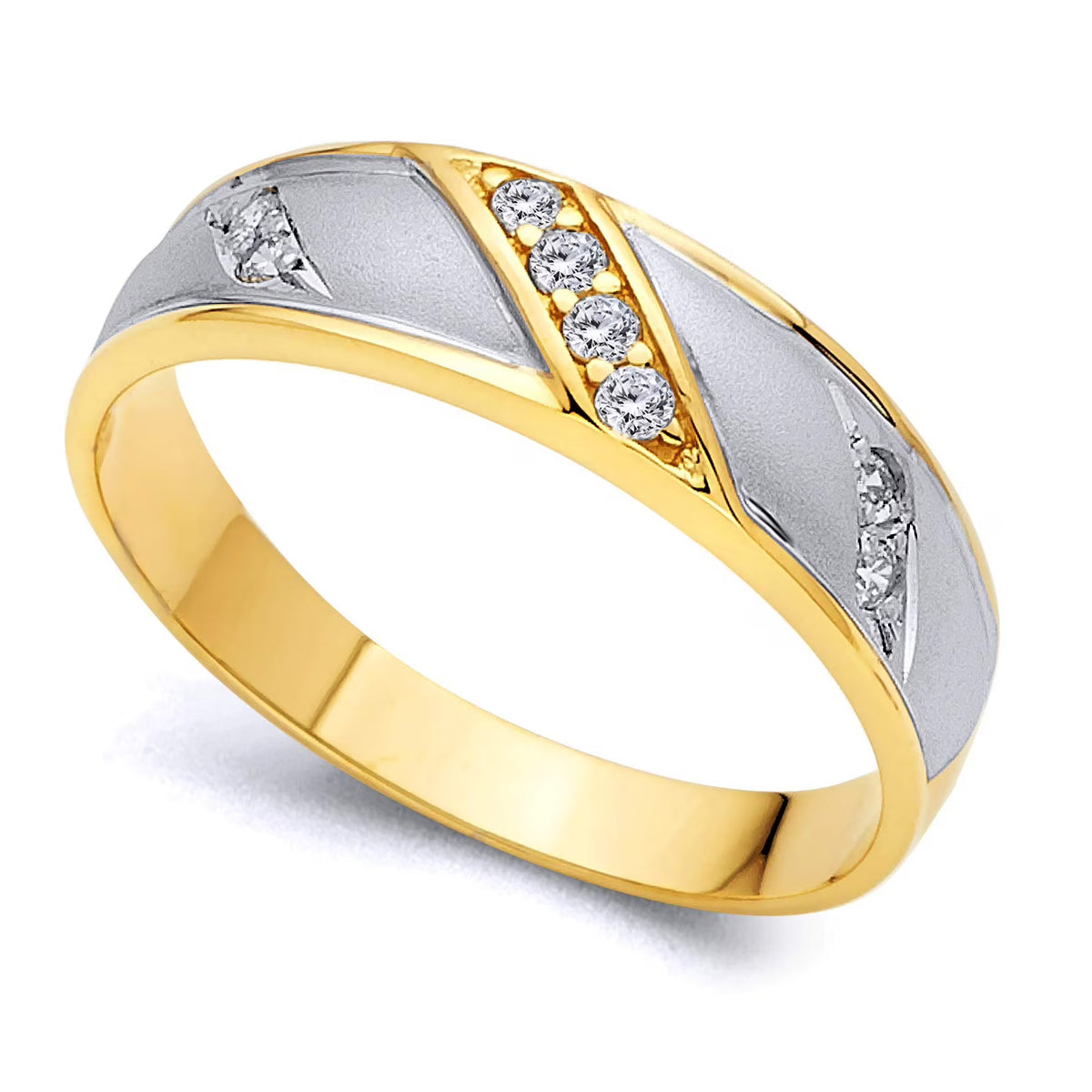 14K Two-Toned Gold Cubic Zirconia Men's Wedding Band R362