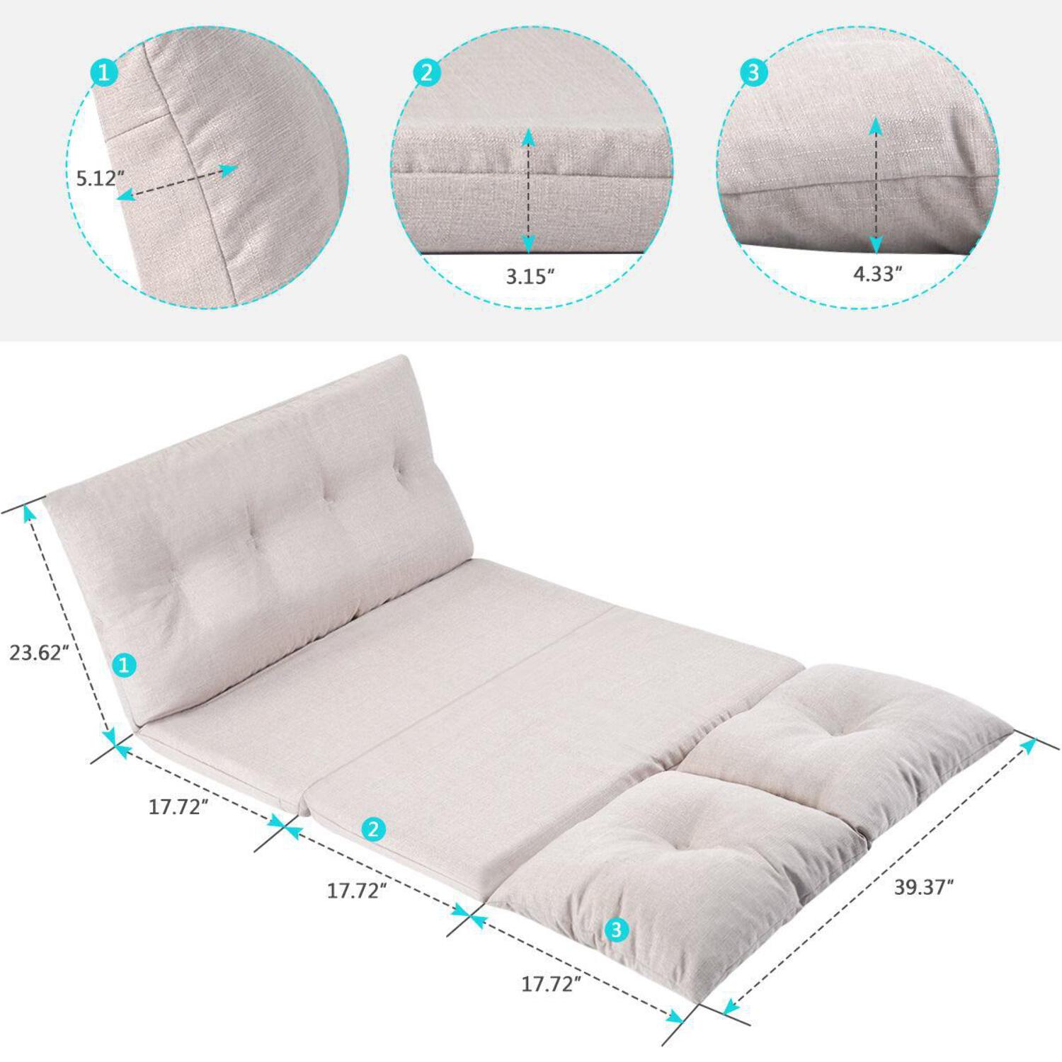 Beige Fabric Folding Chaise Lounge Sofa Floor Couch R578