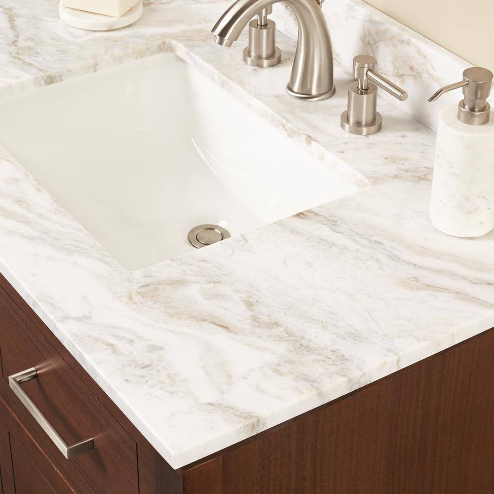 Marble Single Sink Vanity Top with White Sink O67979