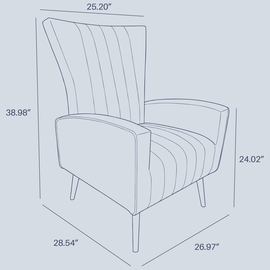 Yellow Velvet Wingback Arm Chair with Metal Legs T4068