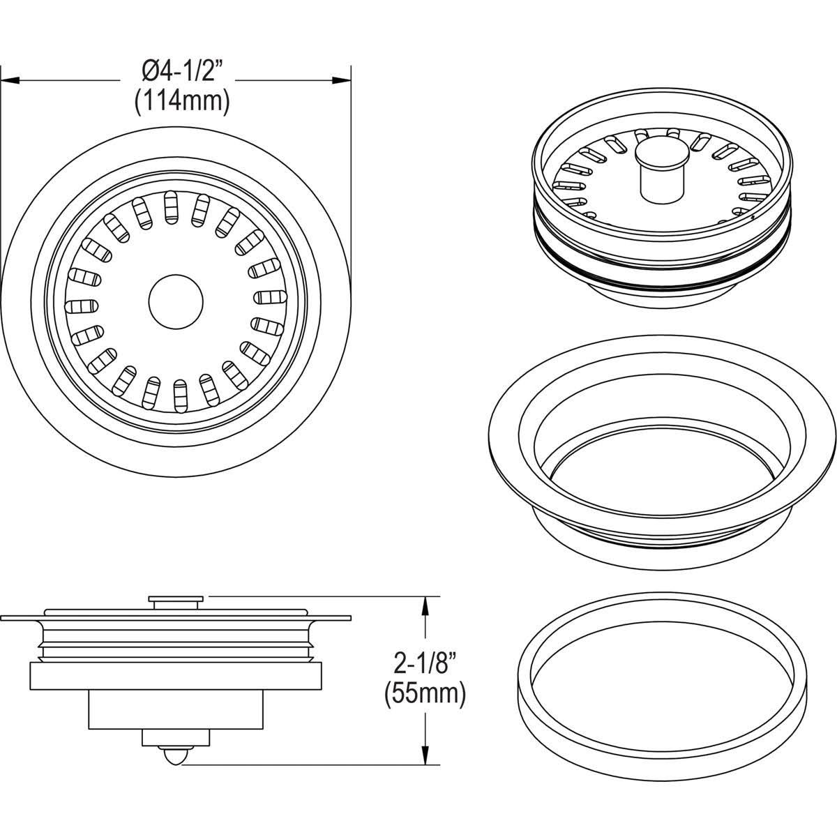 Mint Creme Polymer Disposer Flange with Removable Basket Strainer and Rubber Stopper I764973
