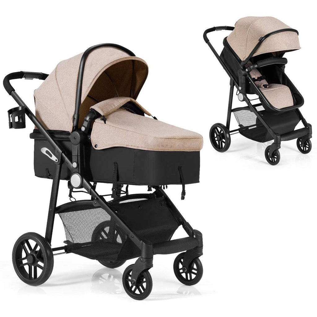 Gray 2 in 1 Convertible Baby Stroller with 5-Point Harness K853