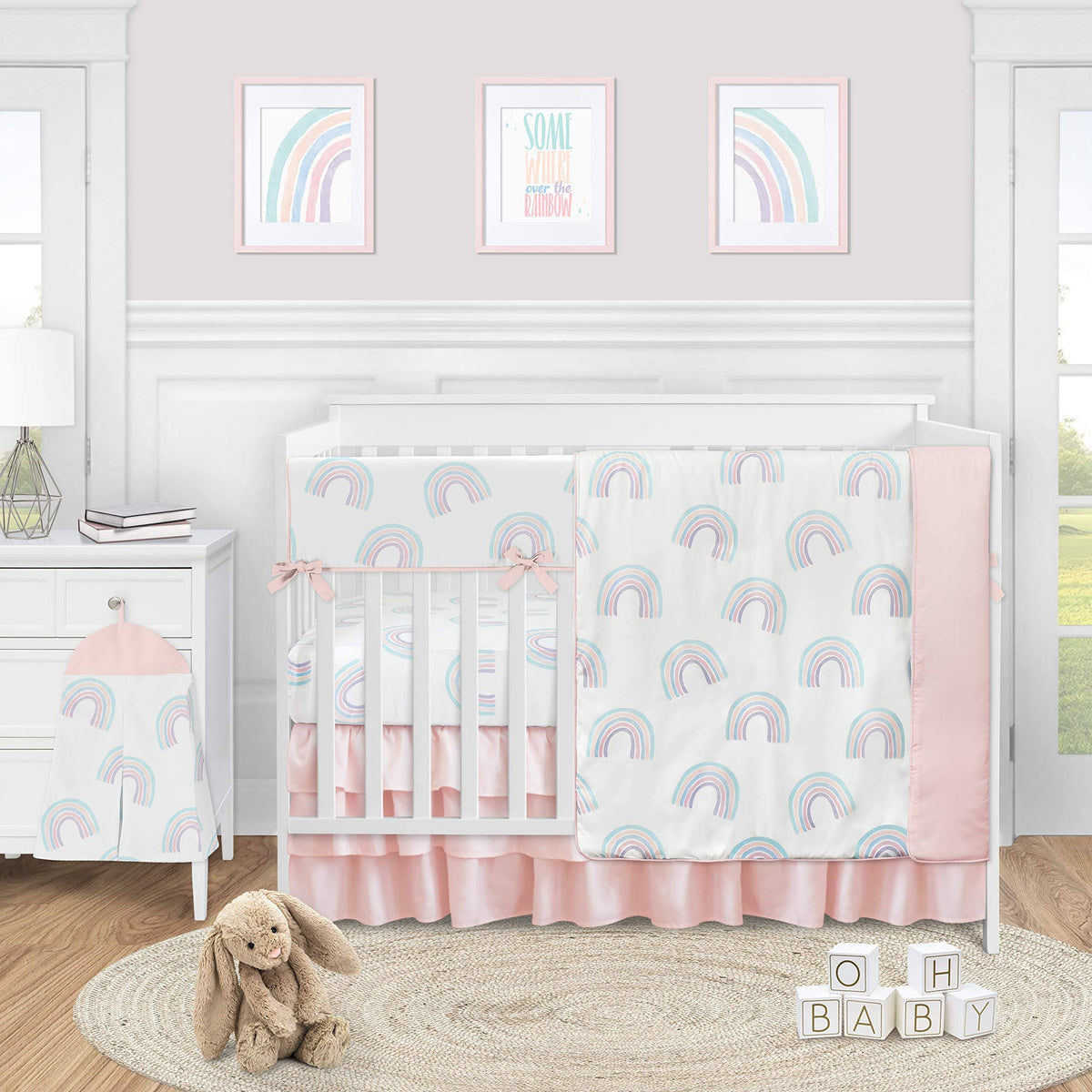 Pastel Rainbow 5 Pieces Crib Bedding Set F227