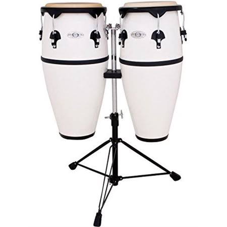 White Fiberglass Conga Drum Set with Stand Y488