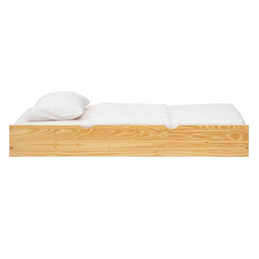 Twin Solid Wood Trundle Bed Natural E721