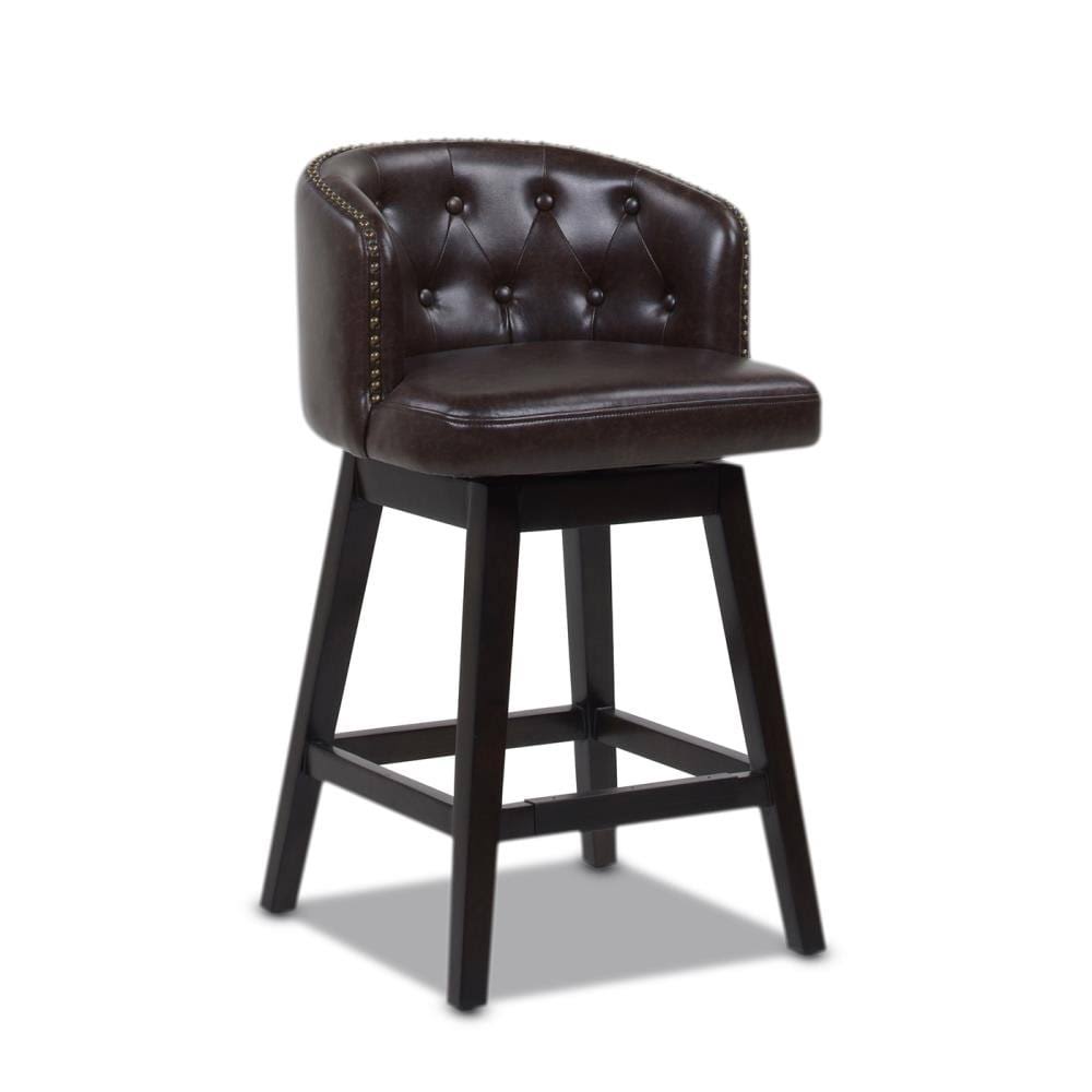 Vintage Brown Faux Leather Swivel Counter Height Bar Stool Z8800