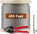 1/8 T316 Stainless Steel Cable with Cutter, 20 Pcs Protector Sleeves, 7 x 7 Strands, 450FT N10690
