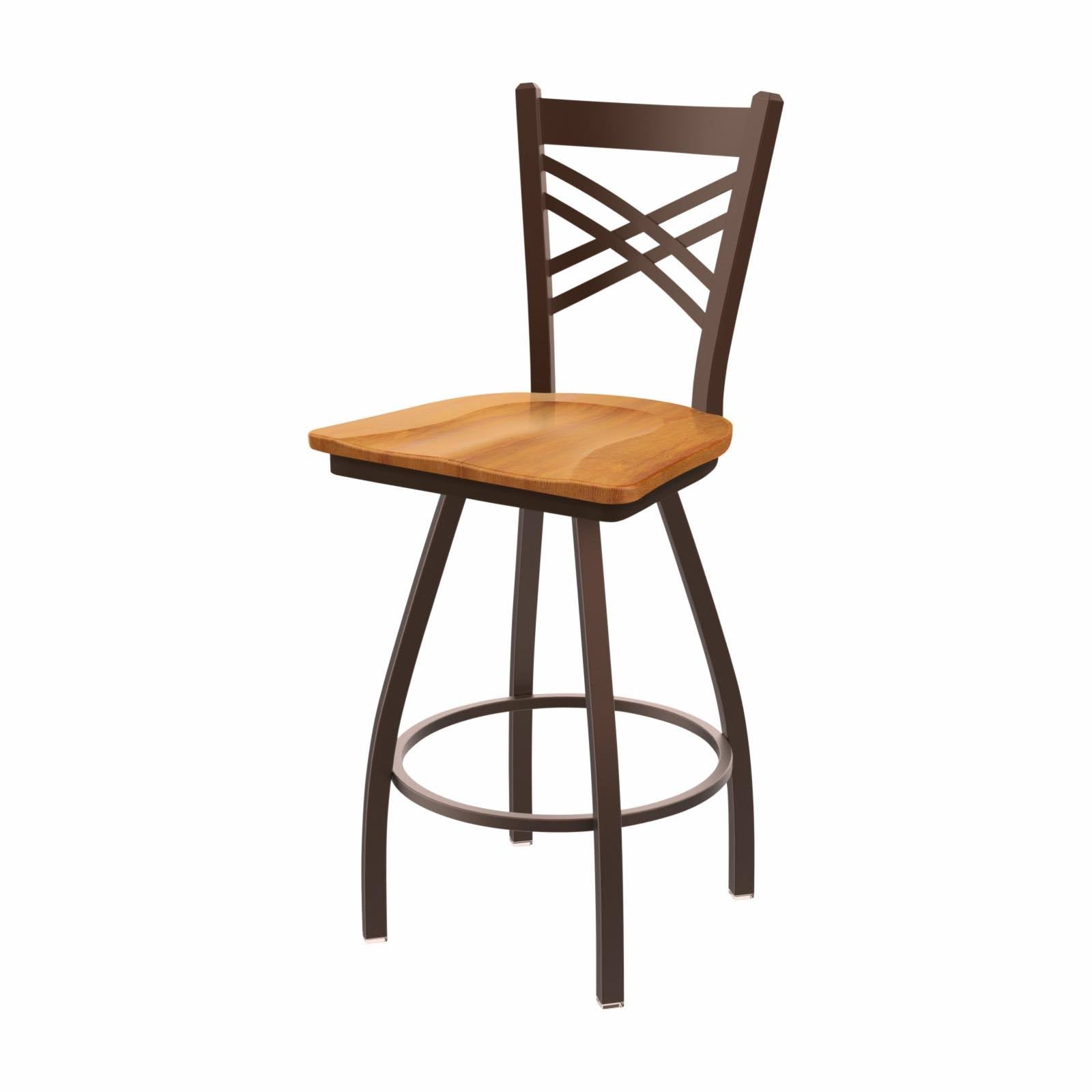 25x22 Swivel Counter Stool with Bronze Finish and Medium Maple Seat L770135
