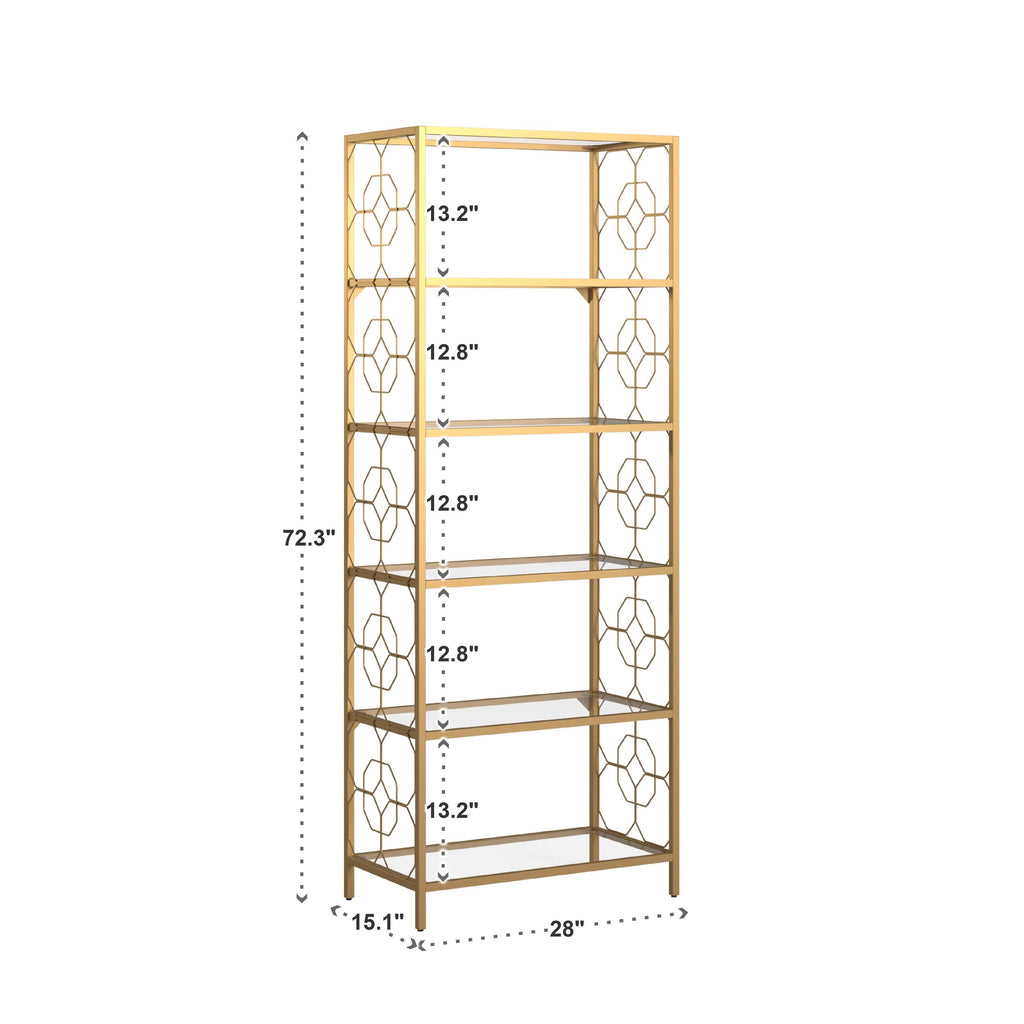 Gold Metal and Glass Bookcase K518625