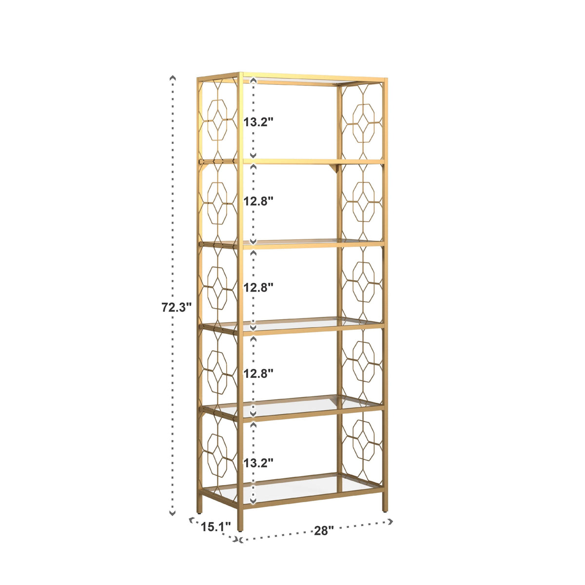 Gold Metal and Glass Bookcase K518625
