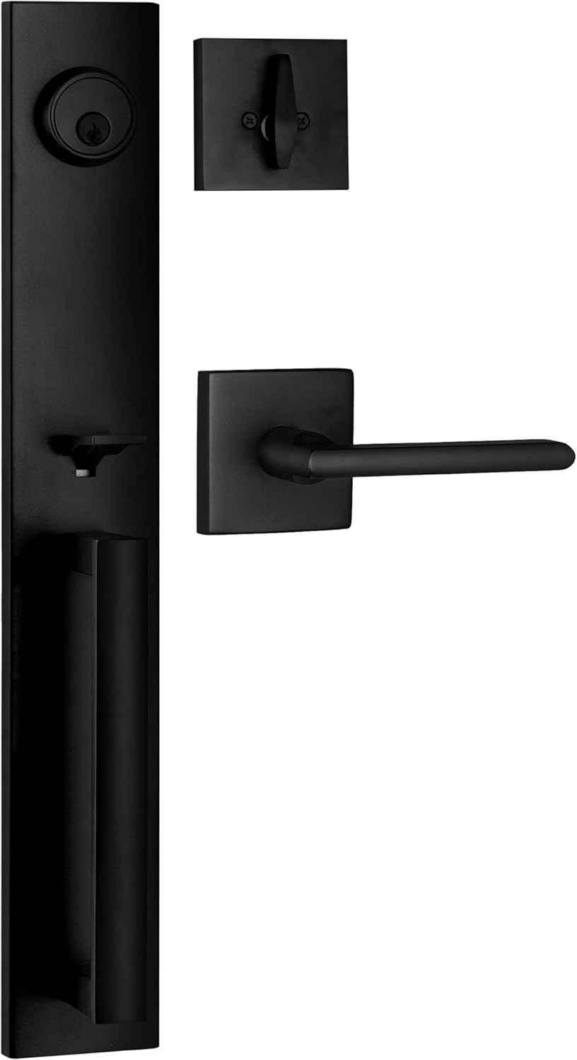 Slim Square Single Cylinder Deadbolt and Lever Entry Handle Set P35813
